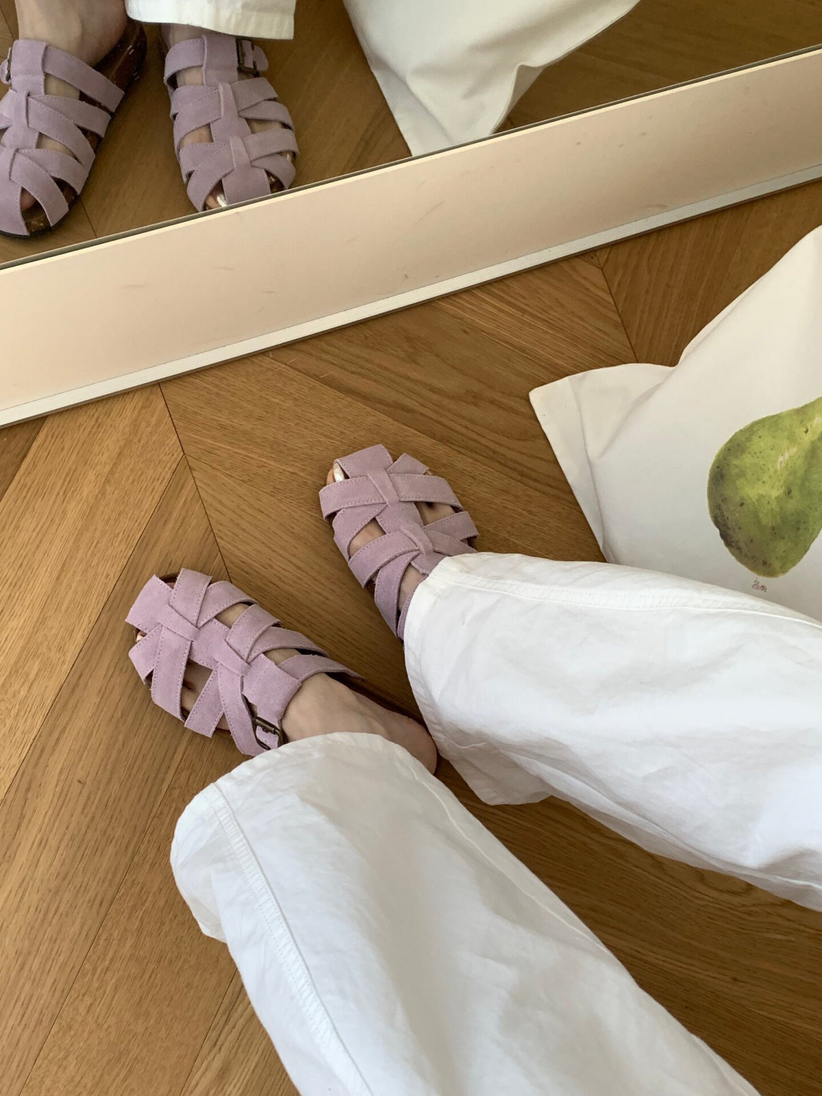 Genuine Leather Hollow-Out Slip-On Slippers